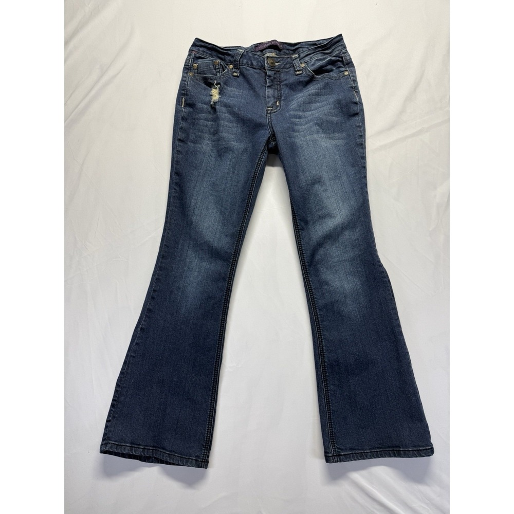 Elizabeth Grace Boot cut Jeans‎ Women's 12 Blue stretch distressed denim